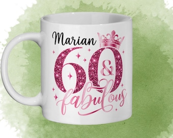 Personalised Milestone Birthday Mug for Her, Fabulous Age Gift with Name