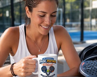 Personalised Padel Partner Mug, Custom Name Gift for Padel Player