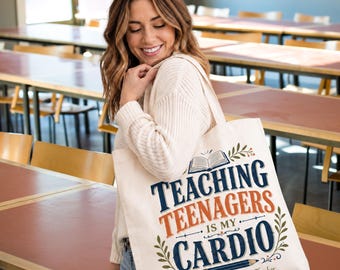 Teaching Teenagers Tote Bag, Funny Teacher Gift, Personalised School Teacher Bag