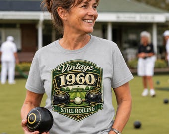 Personalised Lawn Bowls T-Shirt, Custom Birth Year Bowler Birthday Gift