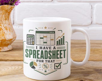 Spreadsheet Mug for Data Lovers, Accountant Gift, Office Humour Coffee Cup
