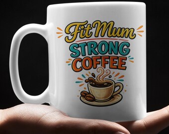 Taza de café para mamás en forma, regalo divertido para deportistas, taza de cerámica para café fuerte (325 ml)