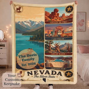 Nevada Blanket, Custom State Blanket, Personalized Travel Gifts, National Parks Decor, Nevada House Warming Gift, Patriotic Throw Blanket