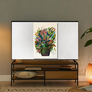Arte Samsung Frame TV | Ramo Flores Silvestres Jarrón Verde Acuarela | Floral Maximalista | Art Institute Chicago | 4K