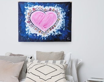 Unified Hearts Indoor Wall Tapestry - Large Scale Inclusion Mural - Diverse Community Art