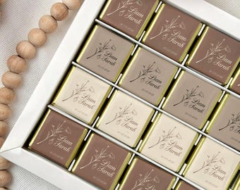 50 Stück Luxus-Hochzeitsschokolade, maßgeschneiderte Schokolade, Hochzeitsgeschenke, Hochzeitsschokoladengeschenke, Gefälligkeiten für Gäste, Verlobungsschokolade