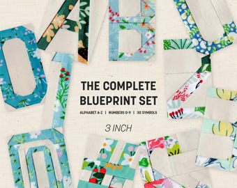 3-Zoll Alphabet, Zahlen und Symbole FPP Bundle | Komplettes Blueprint-Set, Papier-Piecing | Digitaler Download