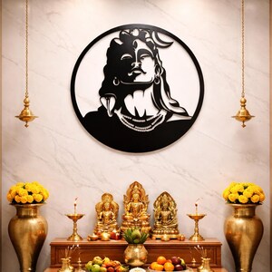 Lord Shiva Wooden Wall Art, Laser Cut Hindu Deity Decor, Meditating Silhouette, Spiritual Home Decor, Yoga Studio Wall Hanging-Puja room Art