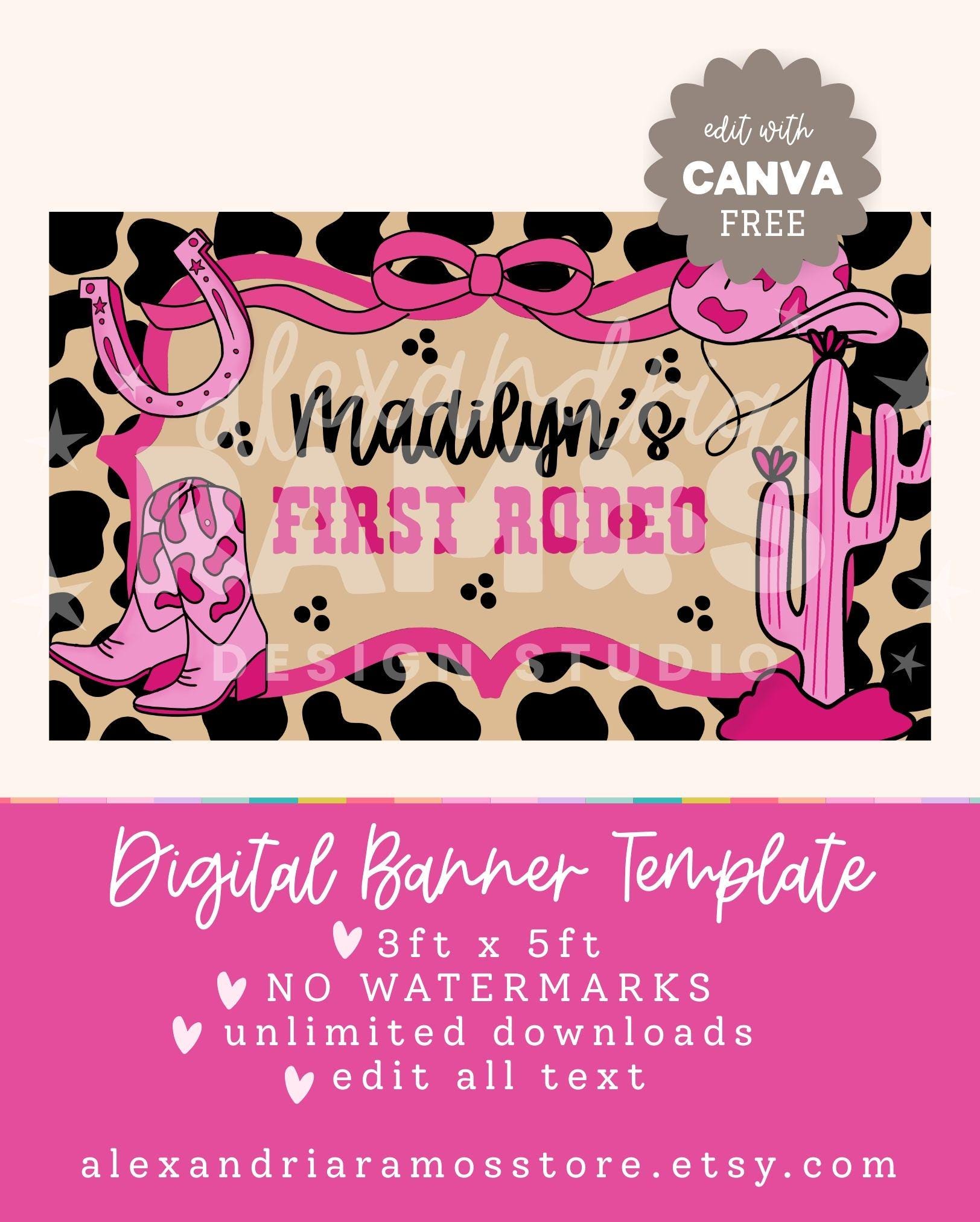 Modelo Rodeo Banner First Rodeo Birthday Banner Template, Cowgirl Party Decor (digital ...