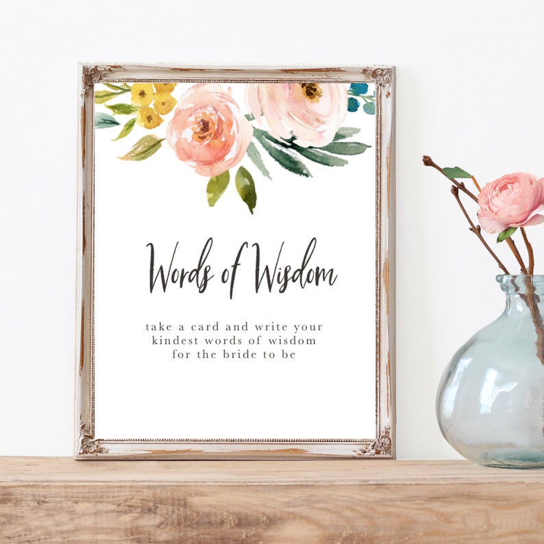 Boho BRIDAL Shower Words of Wisdom Bride to Be Printable Etsy