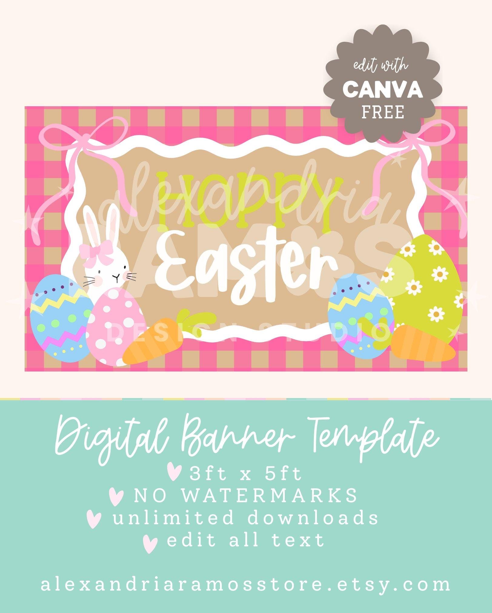 Hoppy Easter Banner Template, 3x5 Ft Canva Editable (digital Download ...