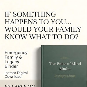 Ende des Lebens Planer, If I Die Mappe, druckbare Notfallmappe, im Notfall, Familienplaner, Peace of Mind Organizer