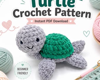 Schema per tartaruga all'uncinetto Amigurumi PDF da scaricare Peluche per cuccioli Facile Adatto ai principianti