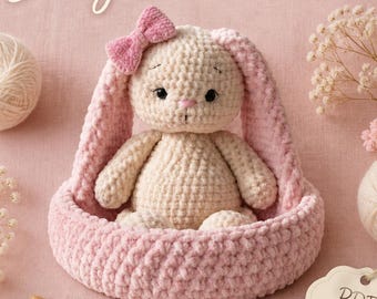 Schema per realizzare un coniglietto all'uncinetto in formato PDF, coniglietto amigurumi per principianti (download digitale)