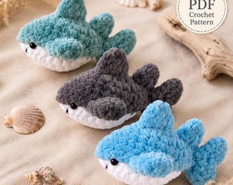 Schema per realizzare uno squalo all'uncinetto, un peluche amigurumi facile da realizzare (schema in PDF)