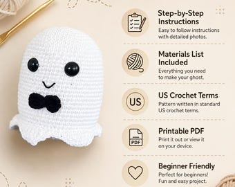 Schema per realizzare un fantasma all'uncinetto: tutorial amigurumi facile (download PDF)