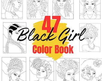 Disegni da colorare di ragazze nere per adulti / Arteterapia antistress (download digitale)