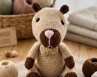 Schema per realizzare un capibara all'uncinetto in formato PDF / Tutorial per creare un capibara amigurumi / Schema per realizzare un simpatico animale di peluche all'uncinetto / Download digitale facile per principianti