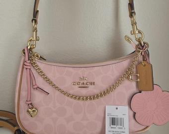 Vtg COACH Legacy Mauve Pink White Stitching Pebbled Leather Turn