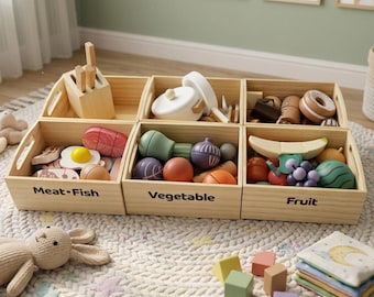 Set di frutta e verdura giocattolo in legno, gioco di cucina per bambini, regalo Montessori
