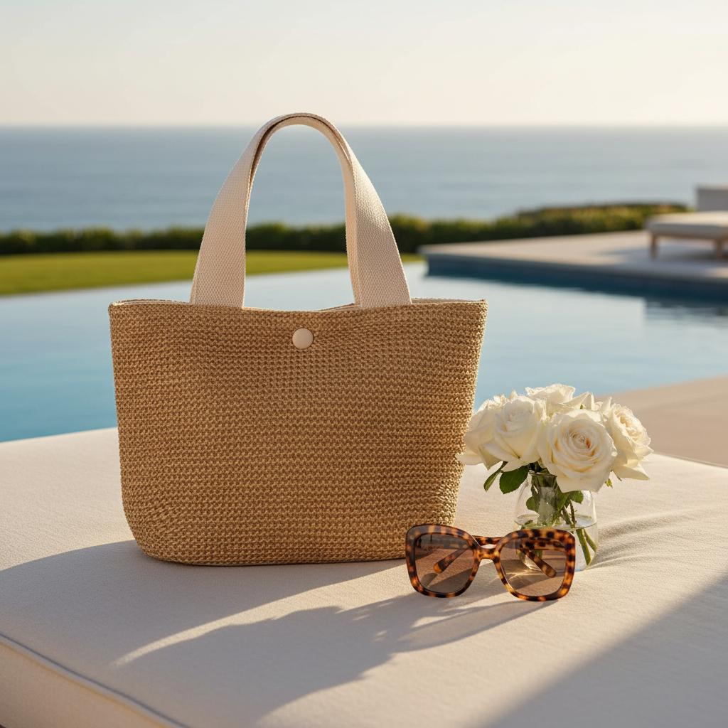 Handmade Woven Straw Shoulder Bag – Chic Bohemian Summer Beach Tote ...