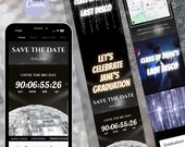 Graduation Website Template: Disco Ball RSVP Online Invitation, Class of 2026 Digital Invite, Last Disco Graduation Party,No-Code Event Site