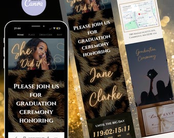 Graduating Invitation Digital: Leopard Graduate Online Invitation, Class of 2026 RSVP Digital Invite, Clickable RSVP, Graduate Girl Event