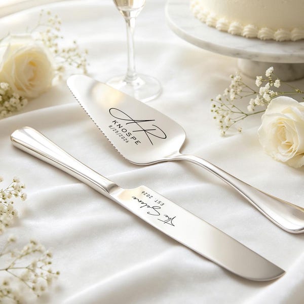 Custom wedding cake serving set