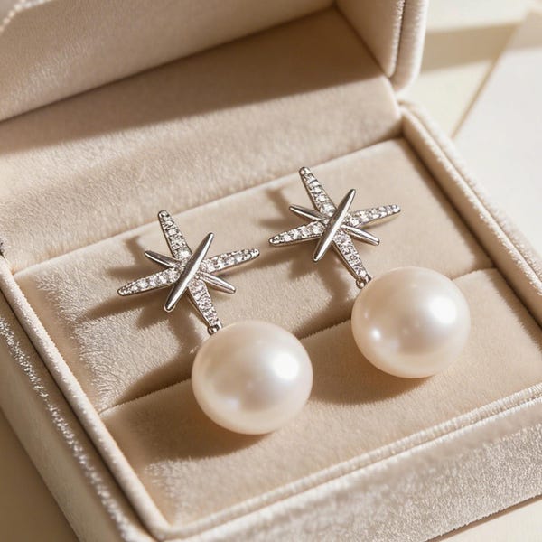 Natural freshwater pearl bridal earrings
