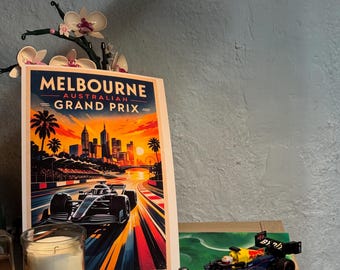 F1-Poster für Formel-1-Fans (A4, A5) – Geschenkidee für Grand-Prix-Fans – Design des Großen Preises von Australien – Grand-Prix-Stil – Mercedes – Moderner Stil