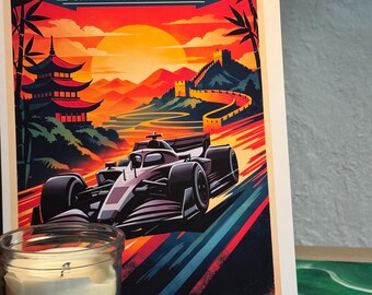 F1-Liebhaber-Poster A4, A5 – Grand-Prix-Fan-Geschenk – Shanghai GP Design – Grand-Prix-Stil – Mercedes – Moderner Stil