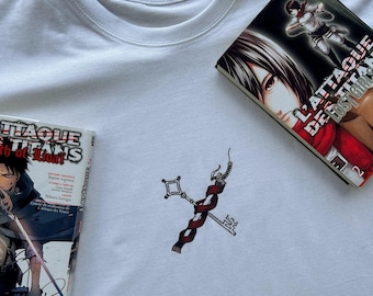 Normal geschnittenes T-Shirt aus 190 g Baumwolle – Geschenkidee für Manga-Fans – Attack on Titan-Design – Lässiges Shirt – Outfit für Manga-Liebhaber
