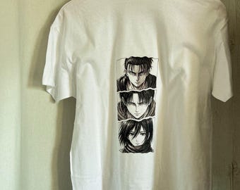 Normal geschnittenes T-Shirt aus 190 g Baumwolle – Geschenkidee für Manga-Fans – Attack on Titan-Design – Lässiges Shirt – Outfit für Manga-Liebhaber