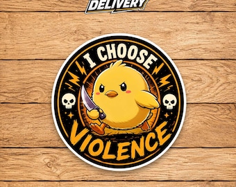 Funny Meme Sticker, Choose Violence Quote Decal, Sarcastic Humor Sticker for Laptop Water Bottle Phone, Funny Gift for Friends Book Lovers