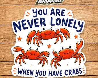 Funny Crab Sticker, Weird Ocean Decal, Crab Lover Gift, Cute Sea Animal Vinyl Sticker, Beach Lover Sticker, Laptop Water Bottle Decal