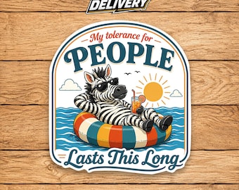 Funny Zebra Sticker, Sarcastic Quote Decal, Introvert Humor Sticker, Anti Social Animal Sticker, Funny Zebra Gift, Laptop Decal