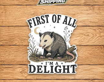 Funny Trash Panda Shirt, First of All I'm a Delight Tee, Sarcastic Raccoon Shirt, Cute Animal Graphic Tee, Funny Gift for Adults