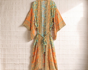 Floral Robe for Women, Kimono Cover-Up for Women, Beachwear or Loungewear, Printed Kimono Robe, Lightweight Summer Robe Outfit, Gift for Her