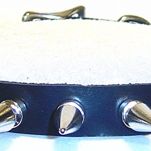 5/8&quot; Wide Genuine Latigo Leather Choker Necklace 11 Large Spikes