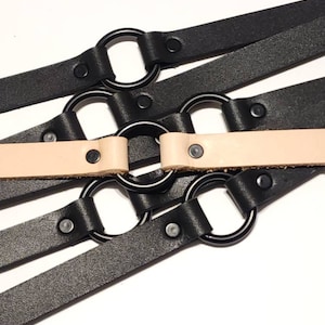 5/8&quot; Wide Genuine Latigo Leather Choker Necklace Center O-Ring Choose from 4 Colors and 5 Hardware Options!