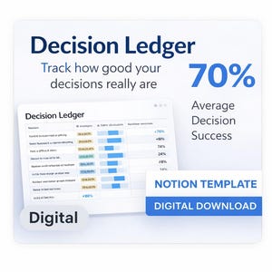 Modello di nozione del registro delle decisioni / Traccia i risultati e l'accuratezza delle previsioni / Download digitale del tracker delle decisioni