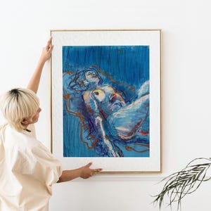 Moderner Studio-Kunstdruck, Hahnemühle German Etching, archivfester Giclée, Akt in Oil Sticks
