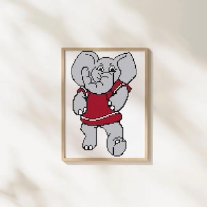 Vintage Red and White Elephant Cross Stitch Pattern - Sports Decor (PDF Pattern, Instant Download)