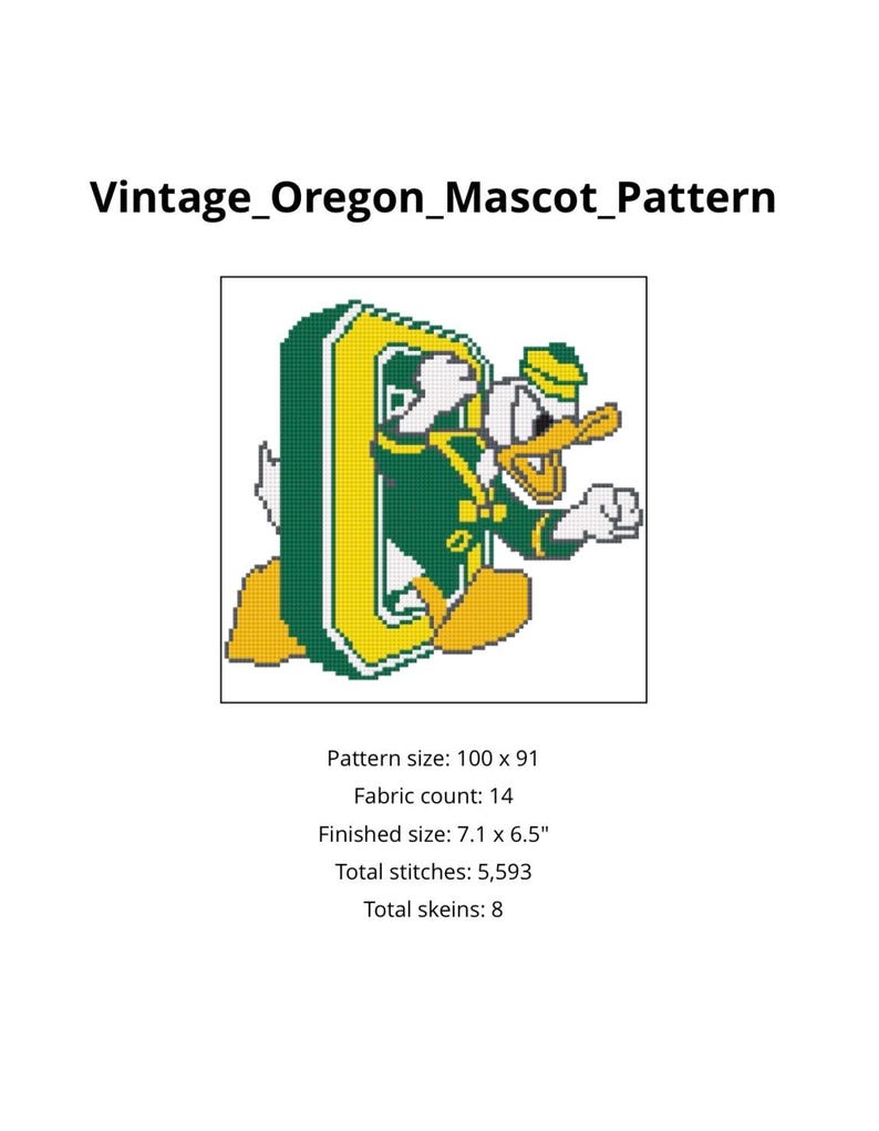 Oregon Pattern Vintage Oregon Football Cross Stitch Pattern – Sports Decor (PDF ...