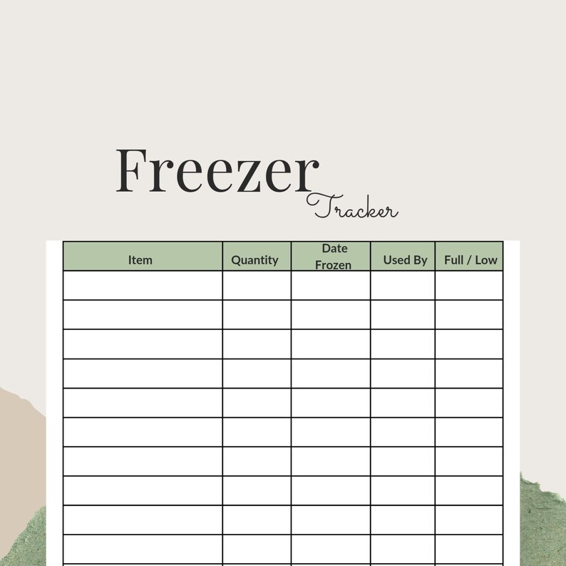 Freezer Inventory Tracker Printable | Food Storage Planner | Kitchen ...