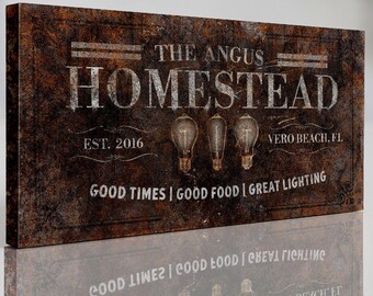 Custom Family Name Sign, Rustic Homestead Decor, Large Vintage Canvas Art, Heritage Wall Sign, Personalized Living Room Centerpiece