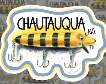 Unique Fishing Lure Sticker | Die Cut Tackle Box Decal | Fisherman Gift | Fresh Water Fishing Cooler Sticker | Chautauqua Lure Graphic