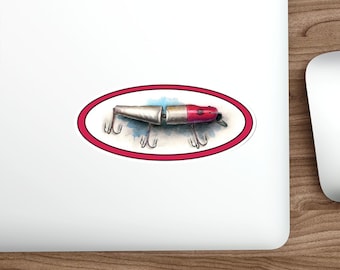 Vintage Fishing Lure Sticker | Die Cut Tackle Box Decal | Fisherman Gift | Salt Water Fishing Cooler Sticker | Bait Graphic|Free shipping