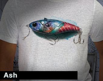 Vintage Skeeter Lure Graphic Tee, Watercolor Fishing Shirt for Men, Retro Skull Apparel,  Fishing T-Shirt, Fisherman Gift