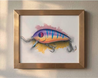Peppy Snook Fischen Locken Art Print - Anpassbare Salzwasser Wohnungen Aquarell Dekor
